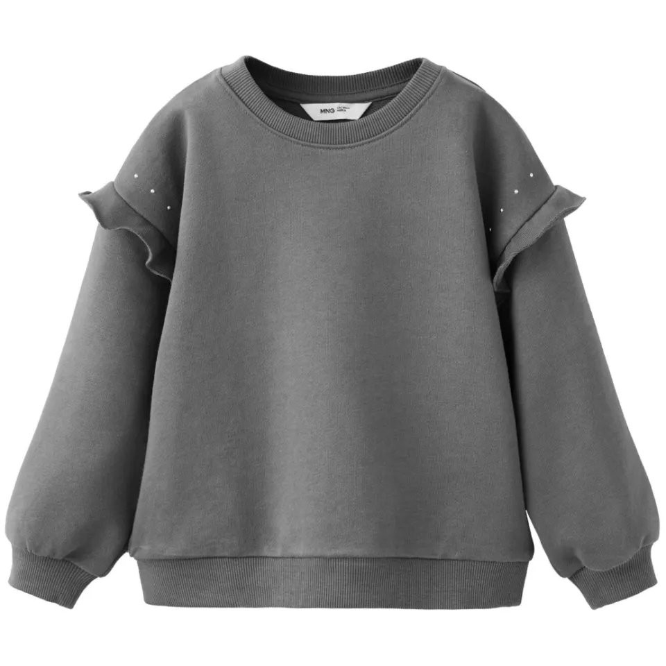 Mango Kids sweater met ruches en studs - antraciet, foto 2