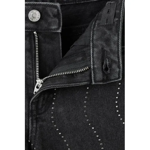 Mango Kids wide leg jeans met strass-steentjes - grijs, foto 5