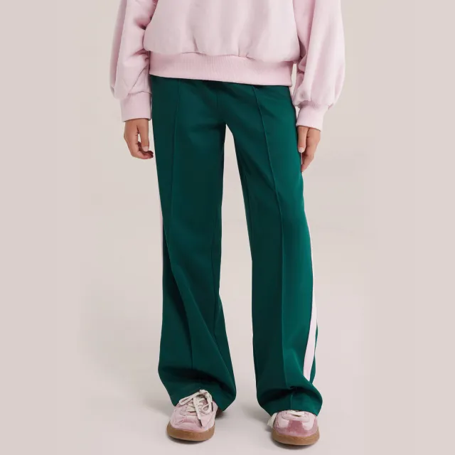 WE Fashion loose fit joggingbroek donkergroen lichtroze, foto 3