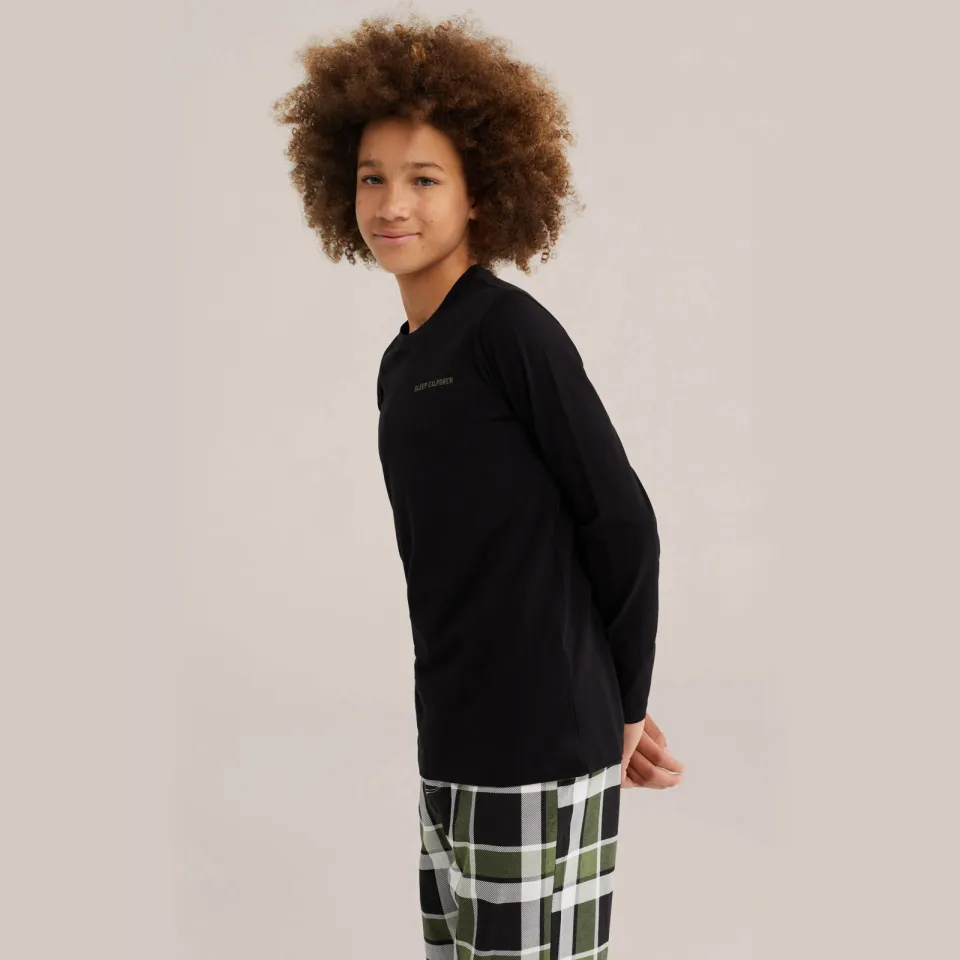 WE Fashion geruite pyjama olijfgroen zwart, foto 3