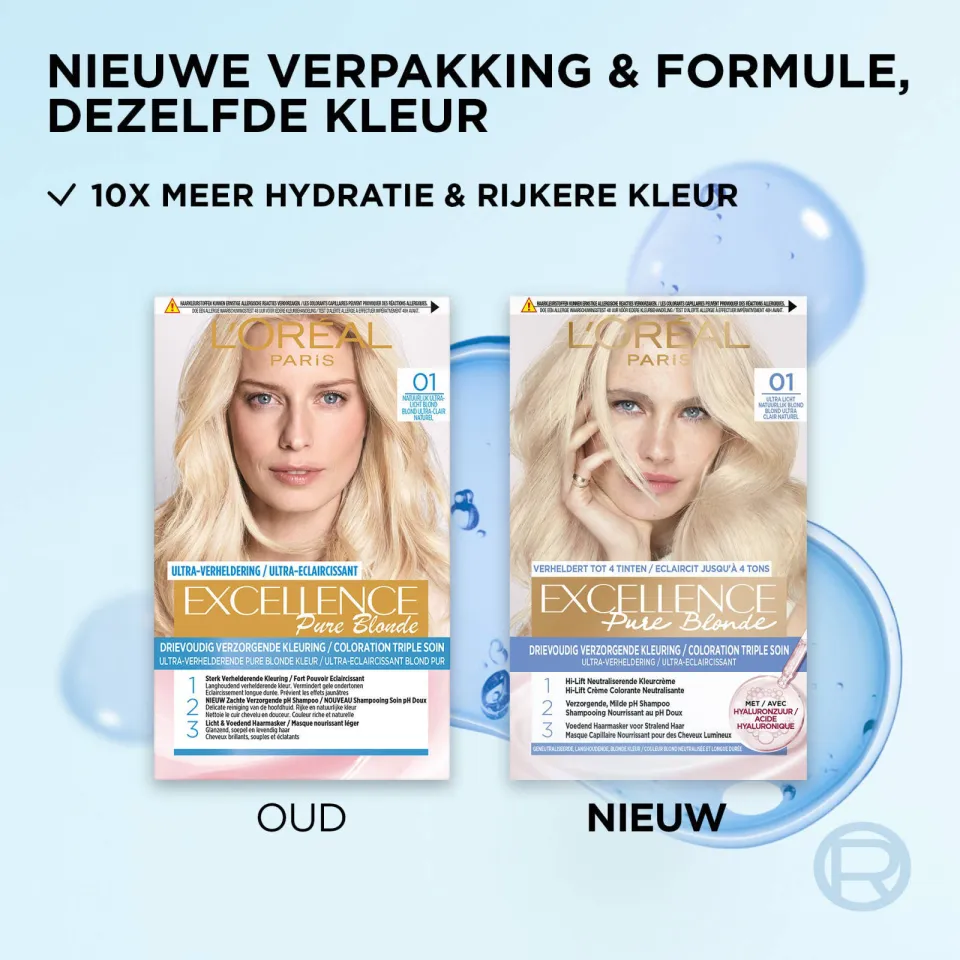 L'oréal Paris Excellence Pure Blonde haarkleuring 01 ultra lichtblond 01 ultra licht natuurlijk lond, foto 4