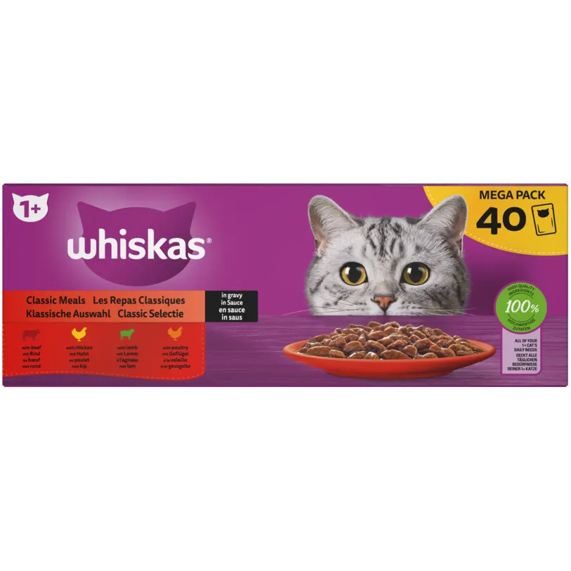Whiskas 1+ Classic selectie in saus natvoer kat 40 x 85 g, foto 2