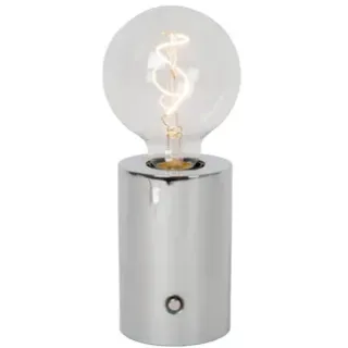 Lucide Oplaadbare Tafellamp Vivo - Chroom - D8cm - Warm Wit - E27 - 1w