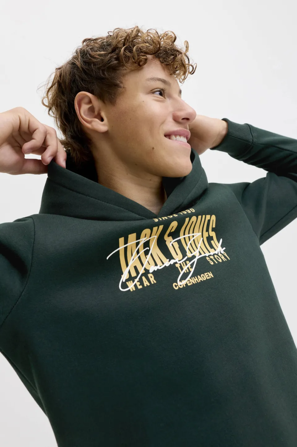 Jack & Jones JUNIOR hoodie met logo - donkergroen, foto 4
