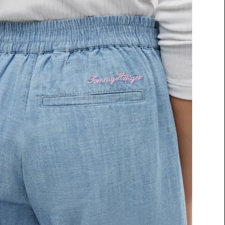Tommy Hilfiger denim wide leg bermuda short lichtblauw, foto 8