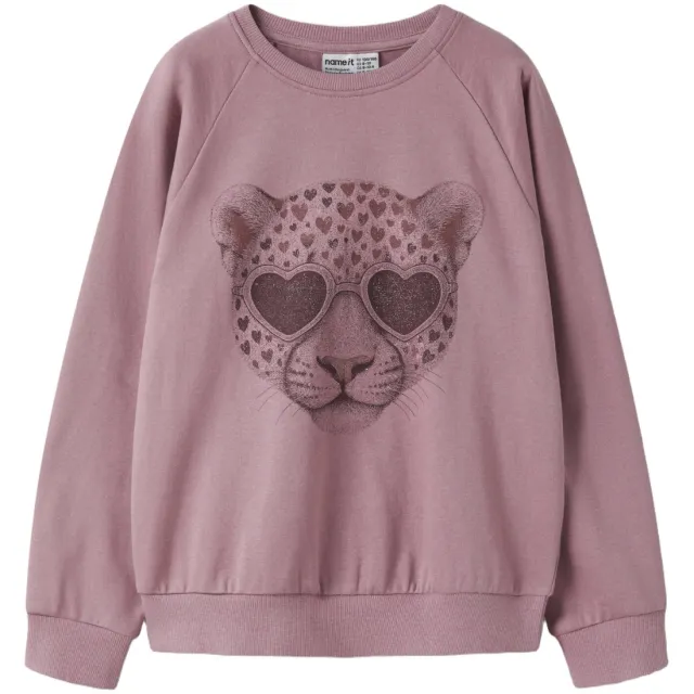 NAME IT KIDS rechtvallende sweater met print - lila