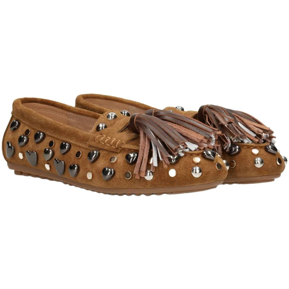 Poelman Serena suède mocassins met franjes - bruin, foto 5