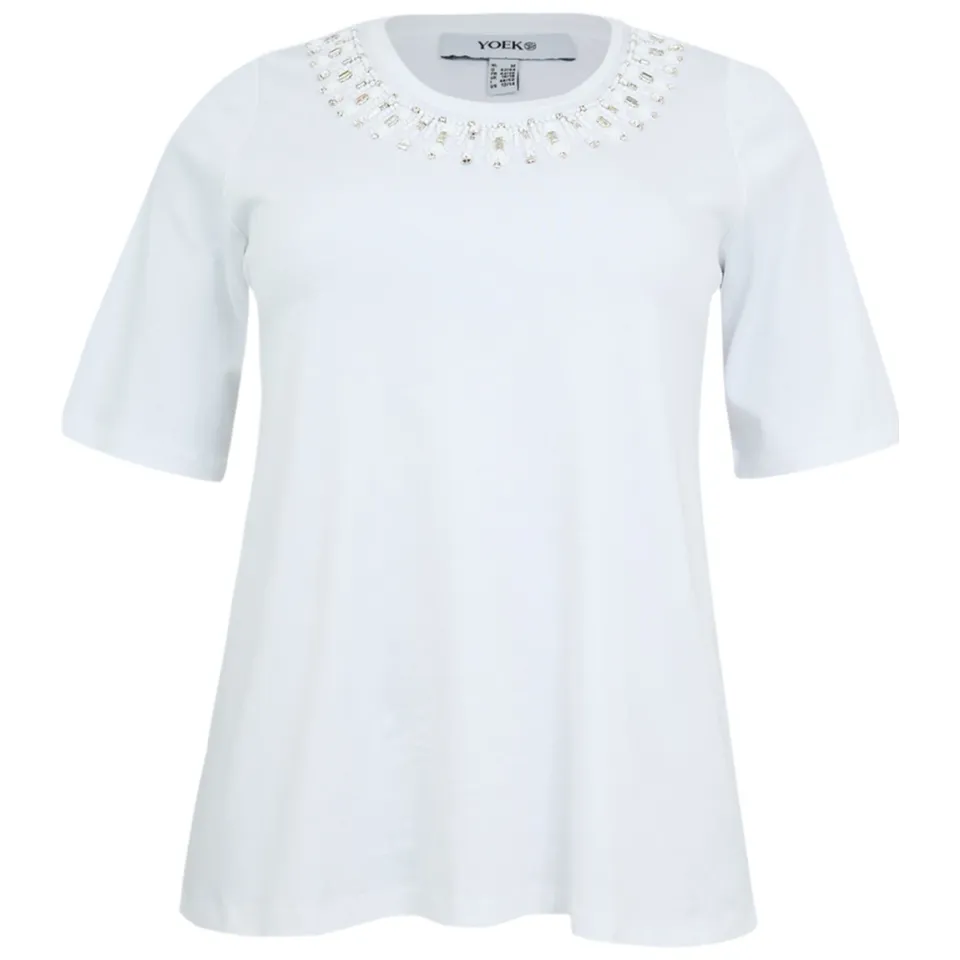 Yoek T-shirt met kralen wit, foto 4