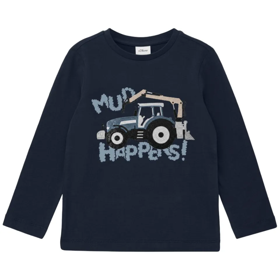 S.Oliver longsleeve met pailletten donkerblauw, foto 2