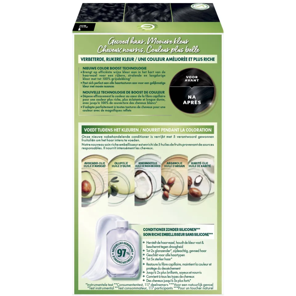Garnier Nutrisse Crème permanente haarverf 1 zwart 10 Zwart