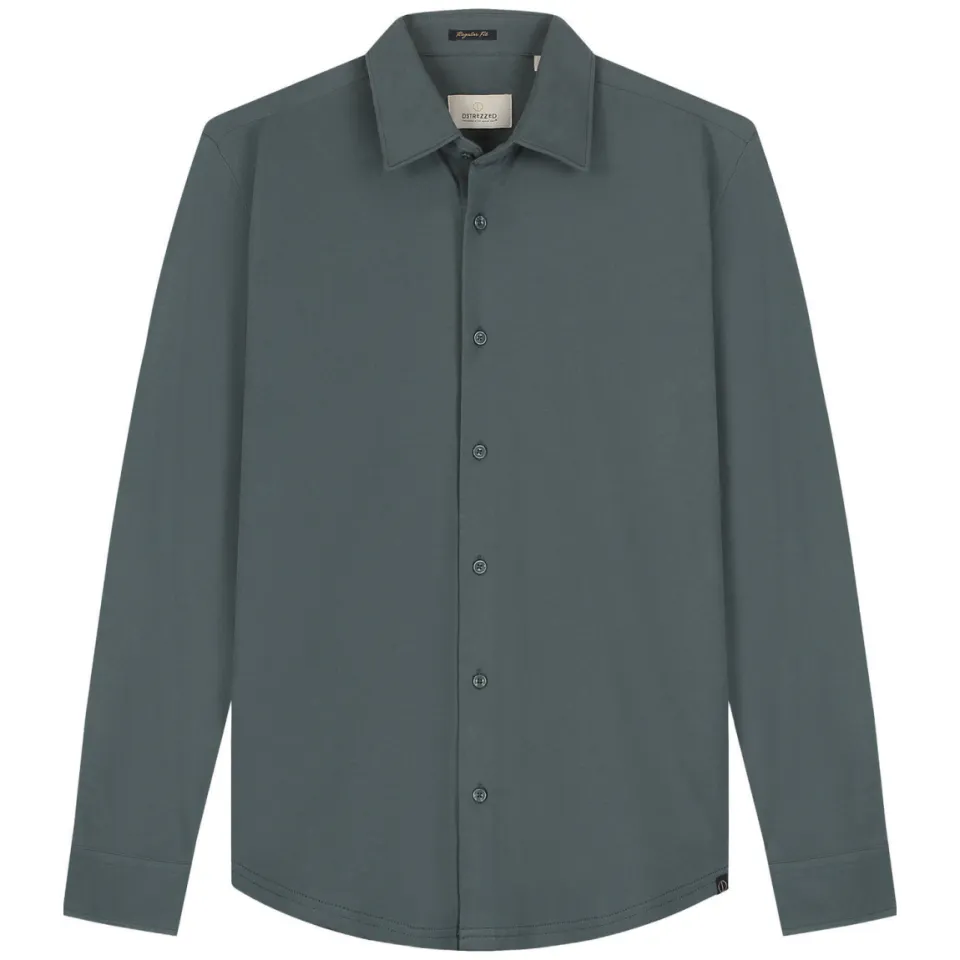 Dstrezzed piqué slim fit casual overhemd - grijsgroen, foto 2