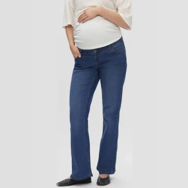 Mamalicious high waist zwangerschaps flared jeans dark blue denim, foto 6