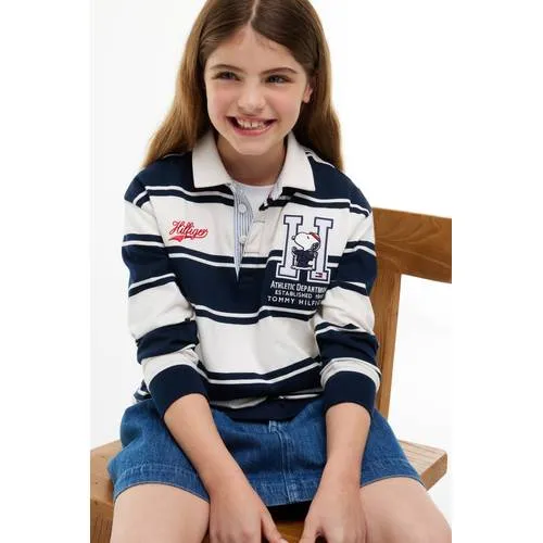 Tommy Hilfiger x Peanuts Snoopy longsleeve polo donkerblauw wit, foto 4