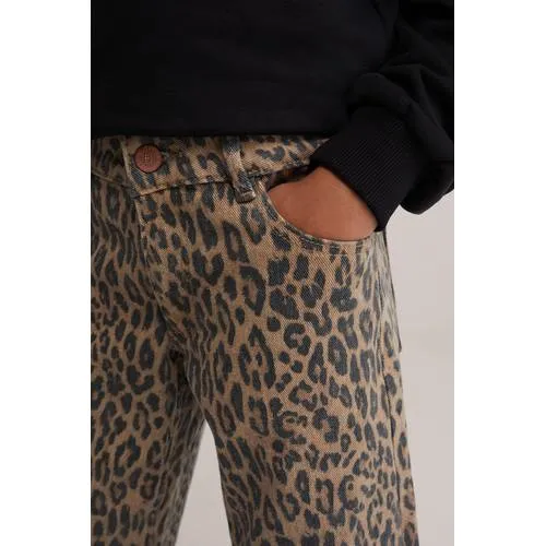 WE Fashion wide leg jeans met dierenprint - bruin, foto 4