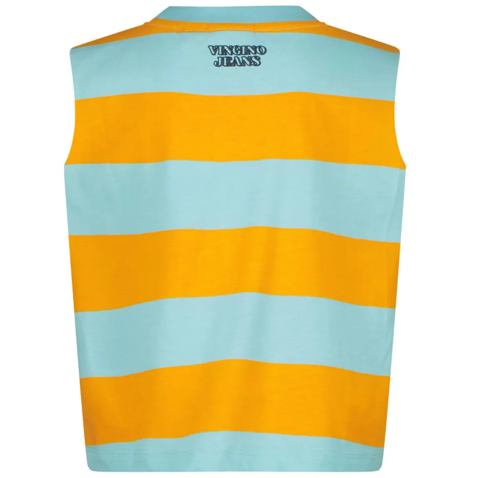 Vingino gestreepte T-shirt lichtblauw oranje, foto 4