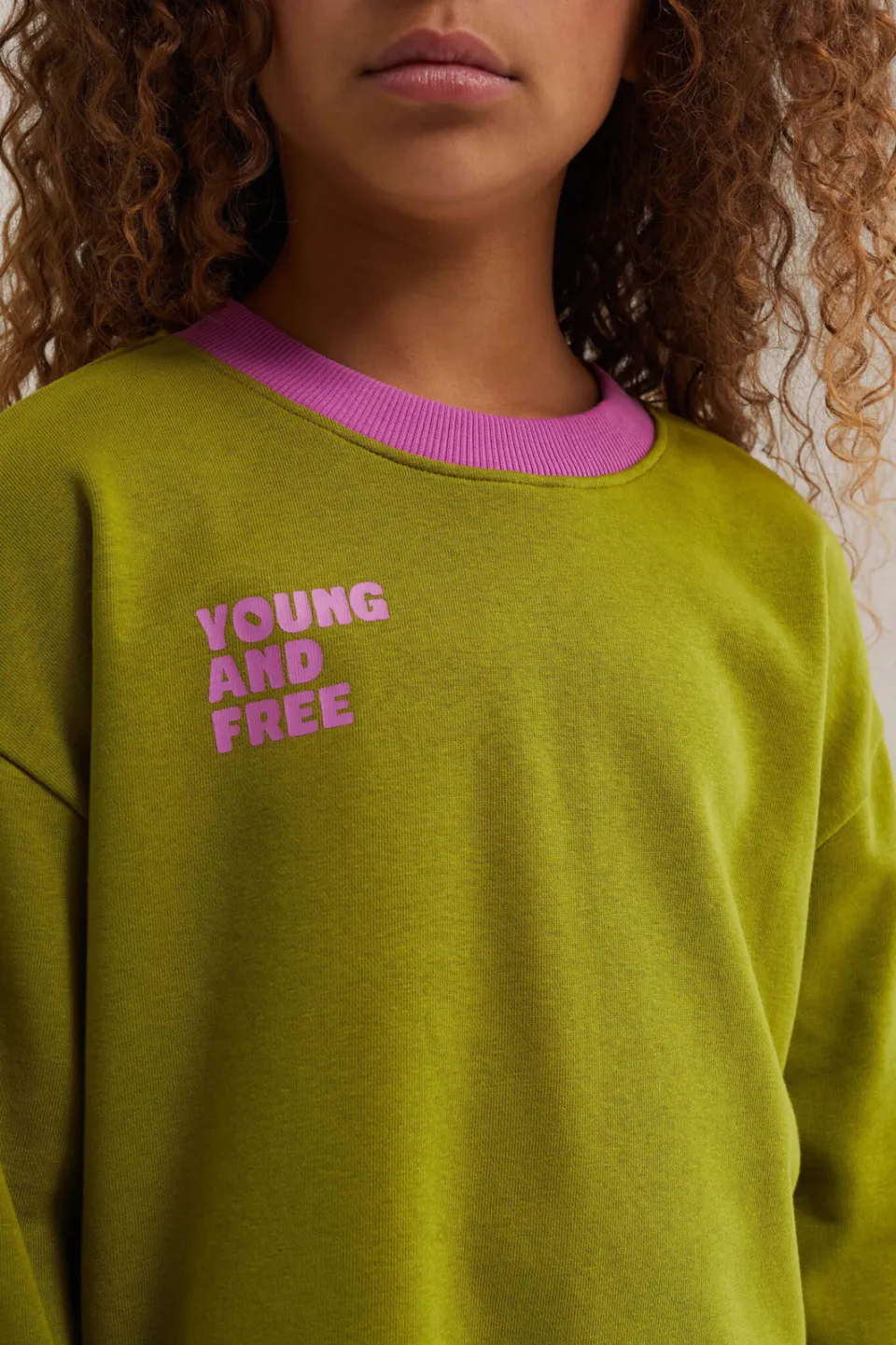 WE Fashion sweater met tekst - olijfgroen/roze, foto 5