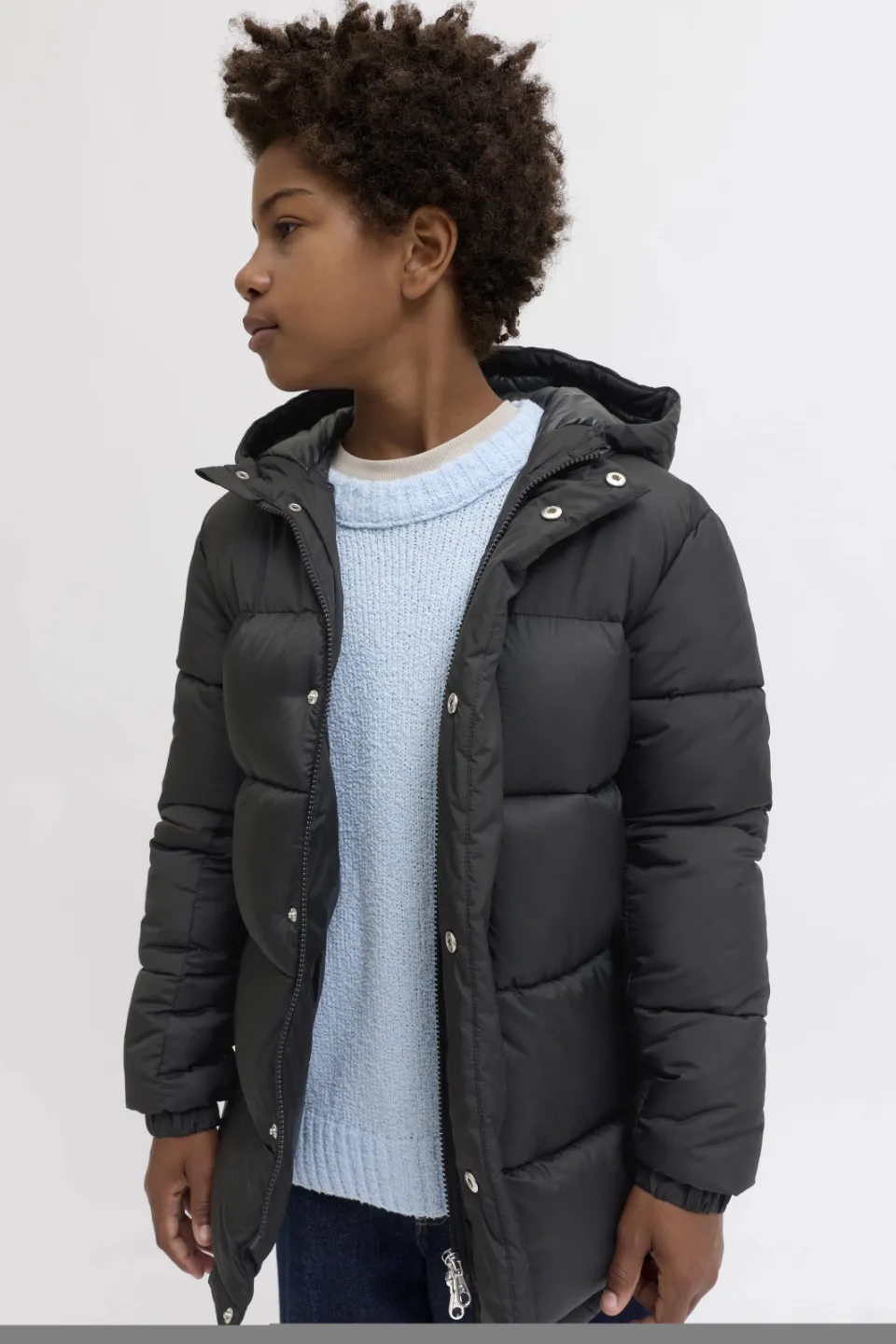 Jack & Jones Junior gewatteerde jas gebreid zwart, foto 3