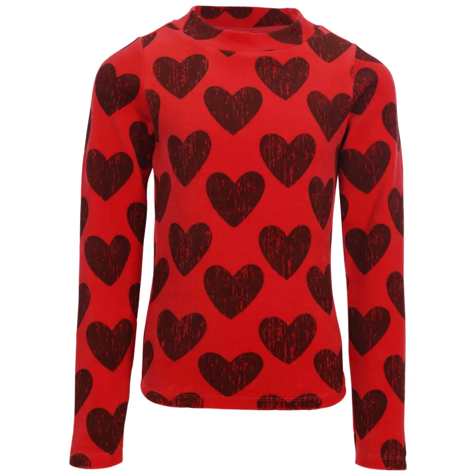 LOOXS little fluwelen longsleeve met hartjes rood, foto 2