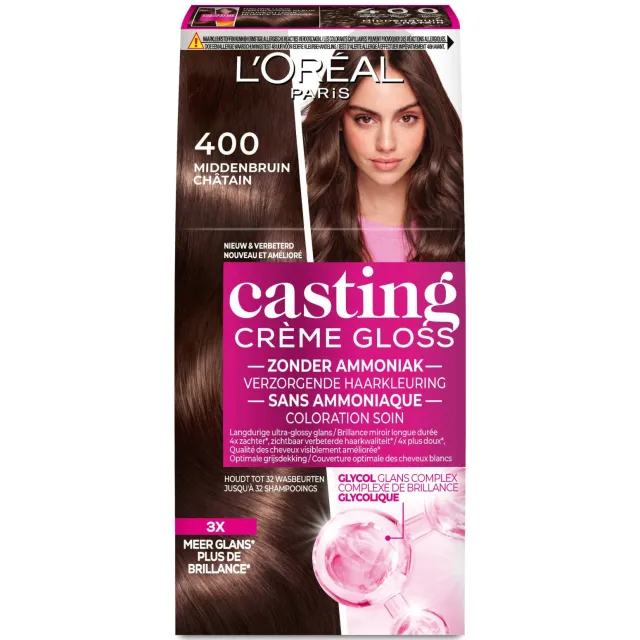 L'oréal Casting Crème Gloss haarkleurmiddel middenbruin 400, foto 2