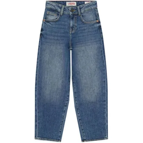 Vingino Kristoph baggy jeans medium blue denim Blauw Effen Mid Blue Wash