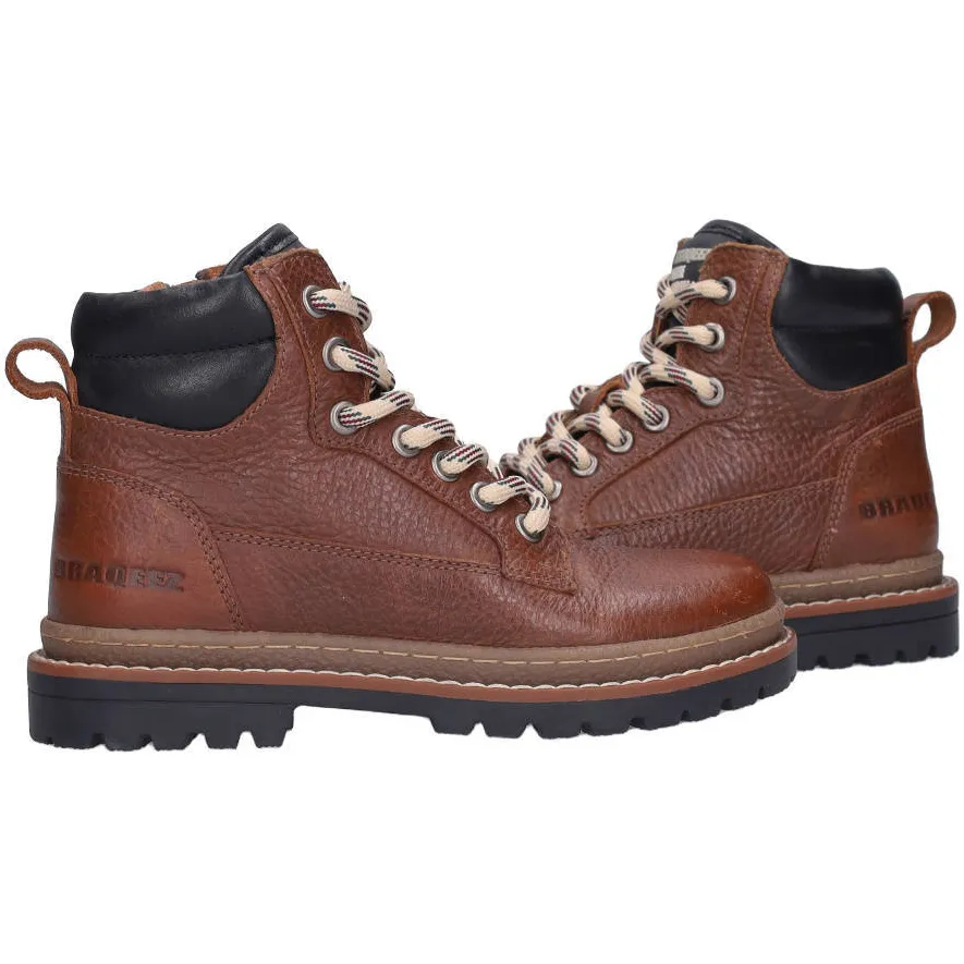 Braqeez Harvey leren enkelboots met profielzool - bruin, foto 5