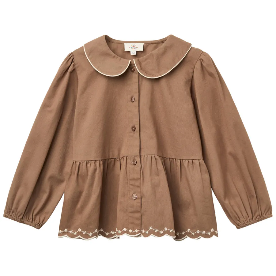 Copenhagen Colors blouse met broderie bruin, foto 3