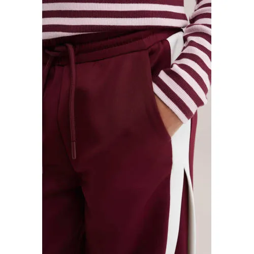 WE Fashion loose fit joggingbroek donkerrood donkerrood/wit, foto 4