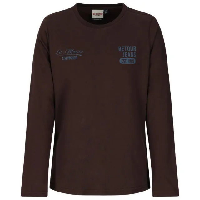 Retour Jeans longsleeve met print chocoladebruin