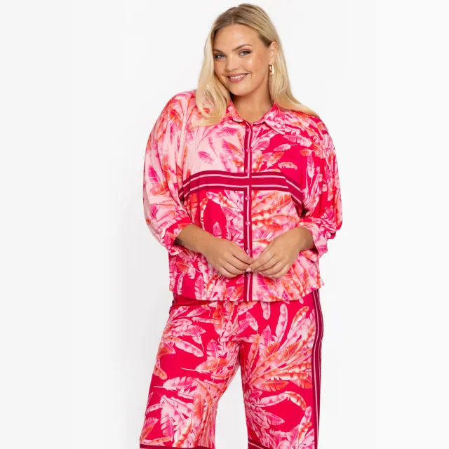 Yoek Scarf blouse roze