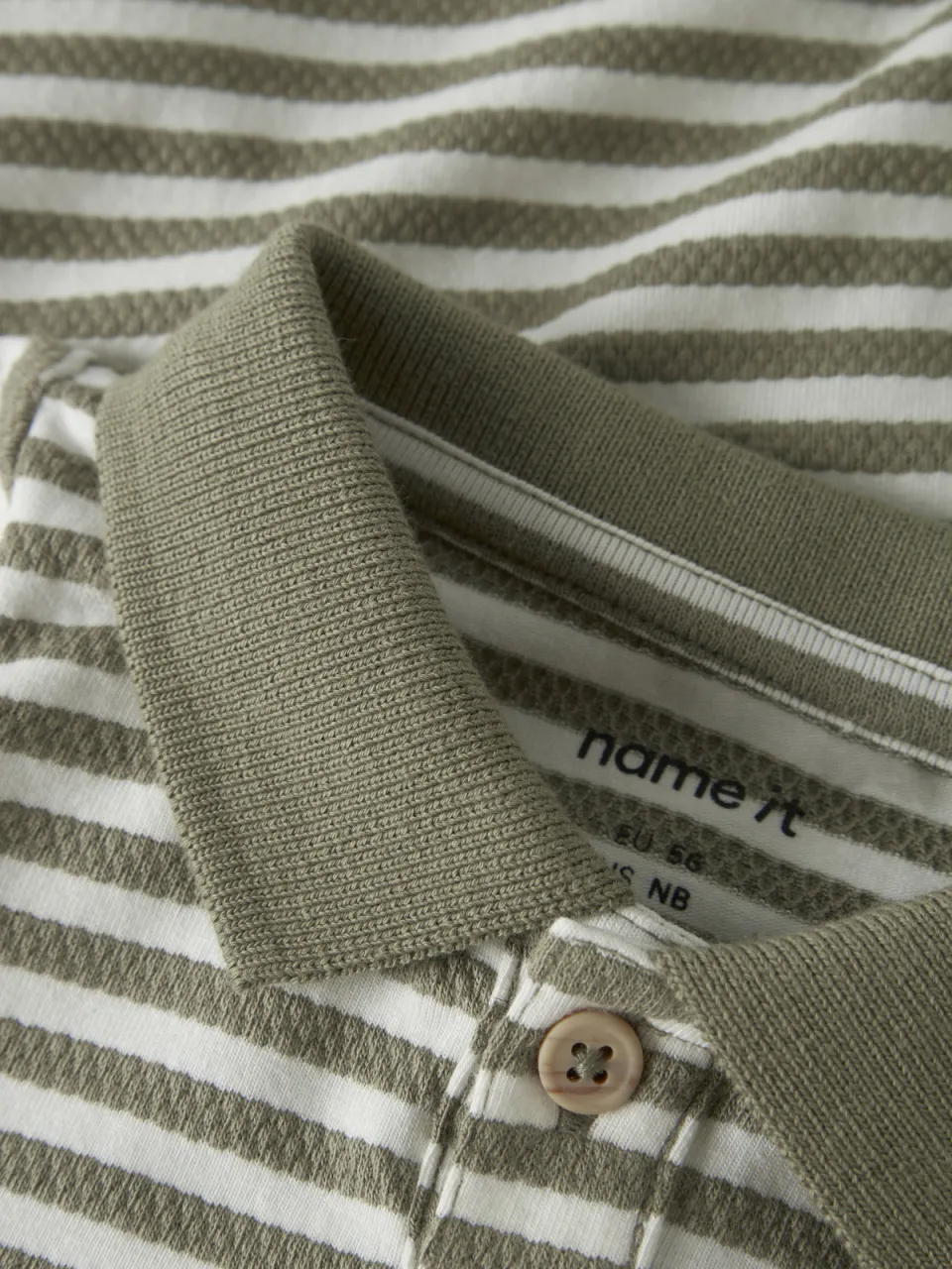 NAME IT BABY longsleeve polo gestreept kaki wit, foto 5