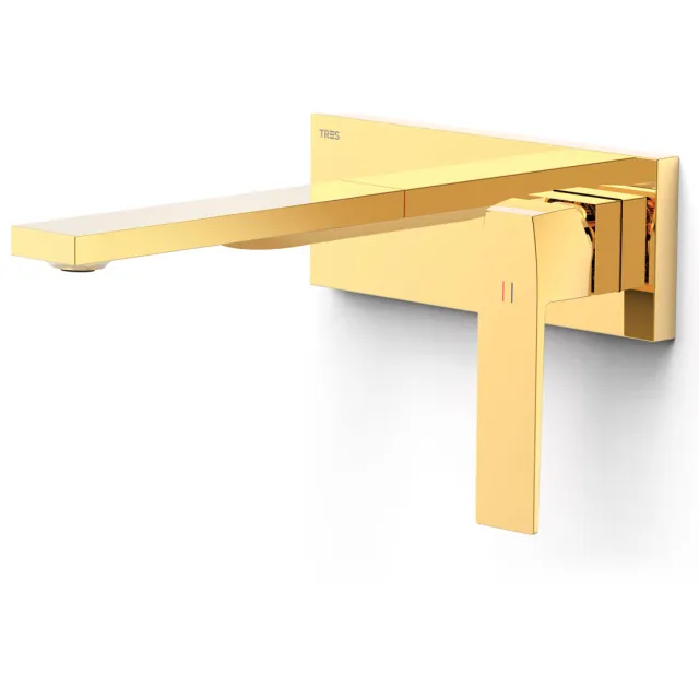 Tres Slim Exclusive inbouw wastafelmengkraan rechte uitloop goud