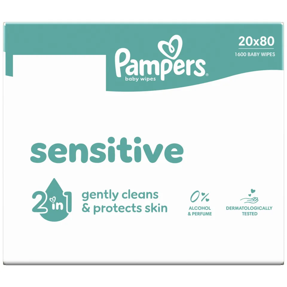 Pampers Sensitive billendoekjes - 20 x 80 doekjes, foto 3