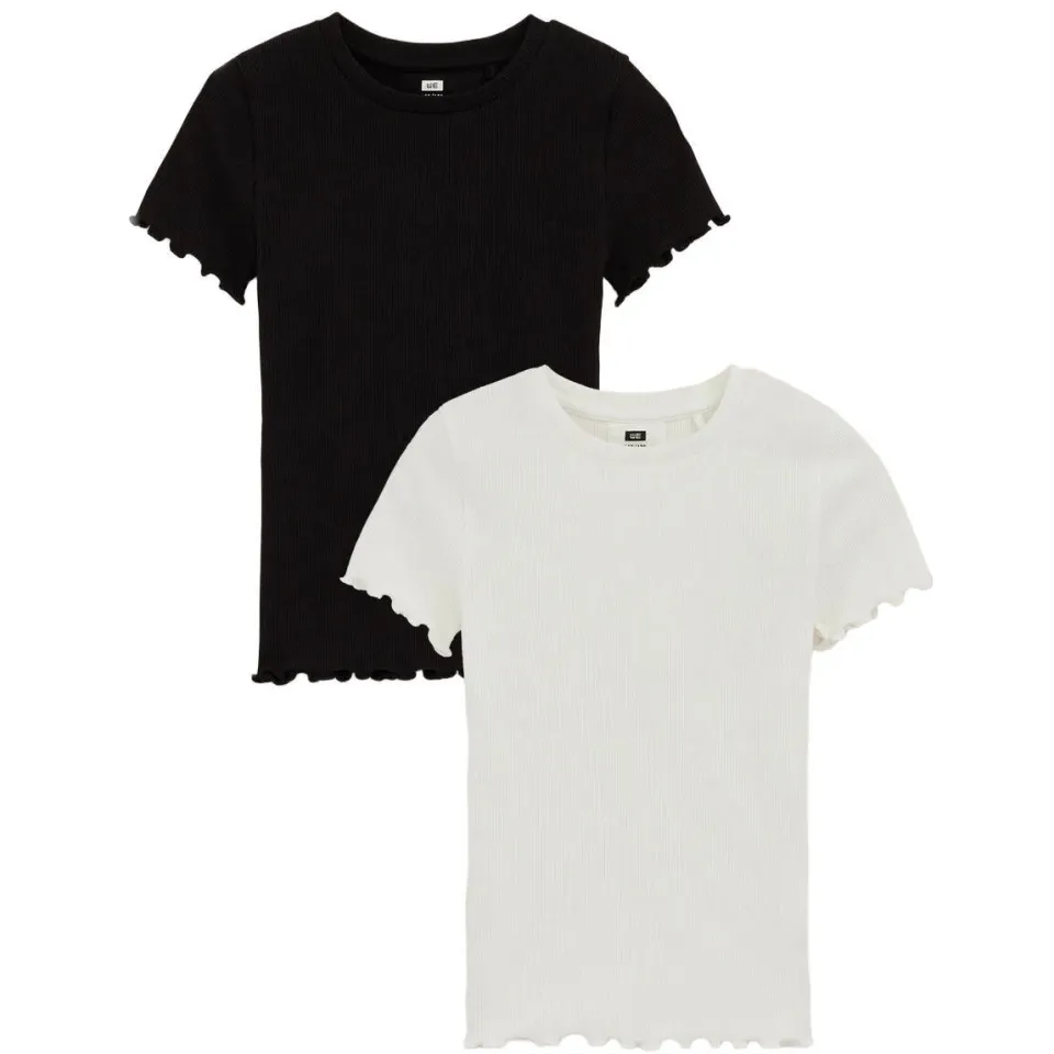 WE Fashion ribgebreid t-shirt zwart, foto 2