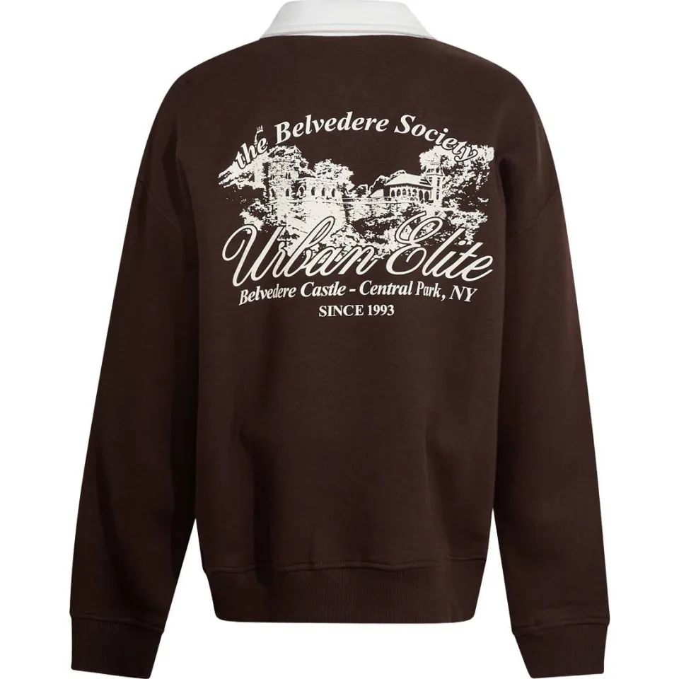 Shoeby sweater met logo - donkerbruin, foto 3