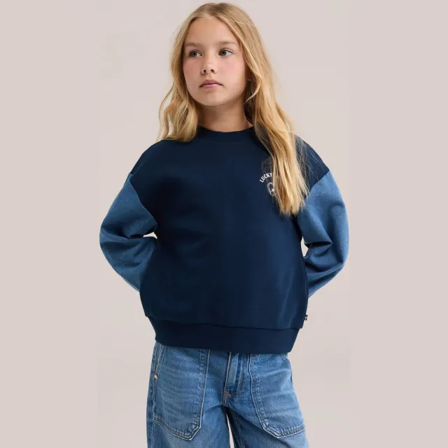 WE Fashion oversized sweater met ruches - blauw