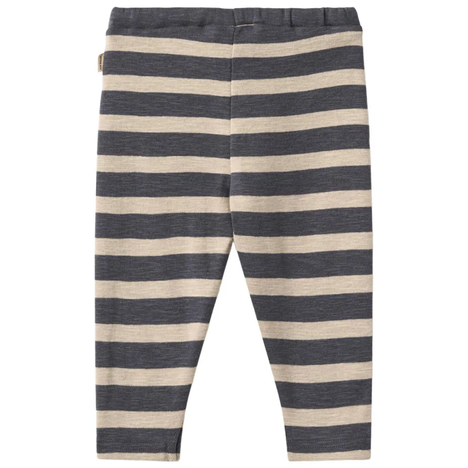 Wheat katoenen gestreepte babybroek grijs/ecru, foto 2