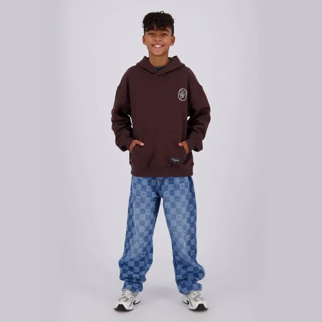 Vingino Cadore loose fit geruite jeans met check - tinted mid blue