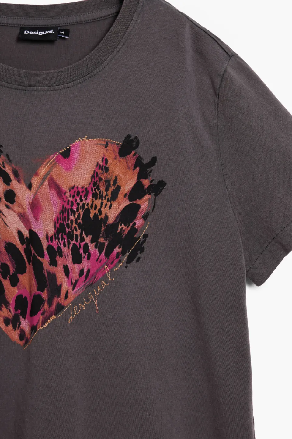 Desigual T-shirt lichtgrijs lichtgrijs/oranje, foto 6