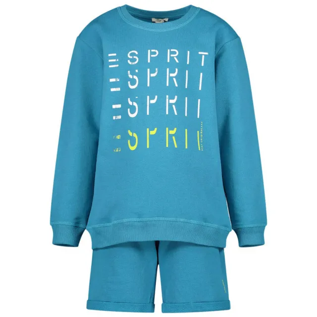 Esprit sweater + T-shirt + korte broek blauw Blauw/wit/donkerblauw