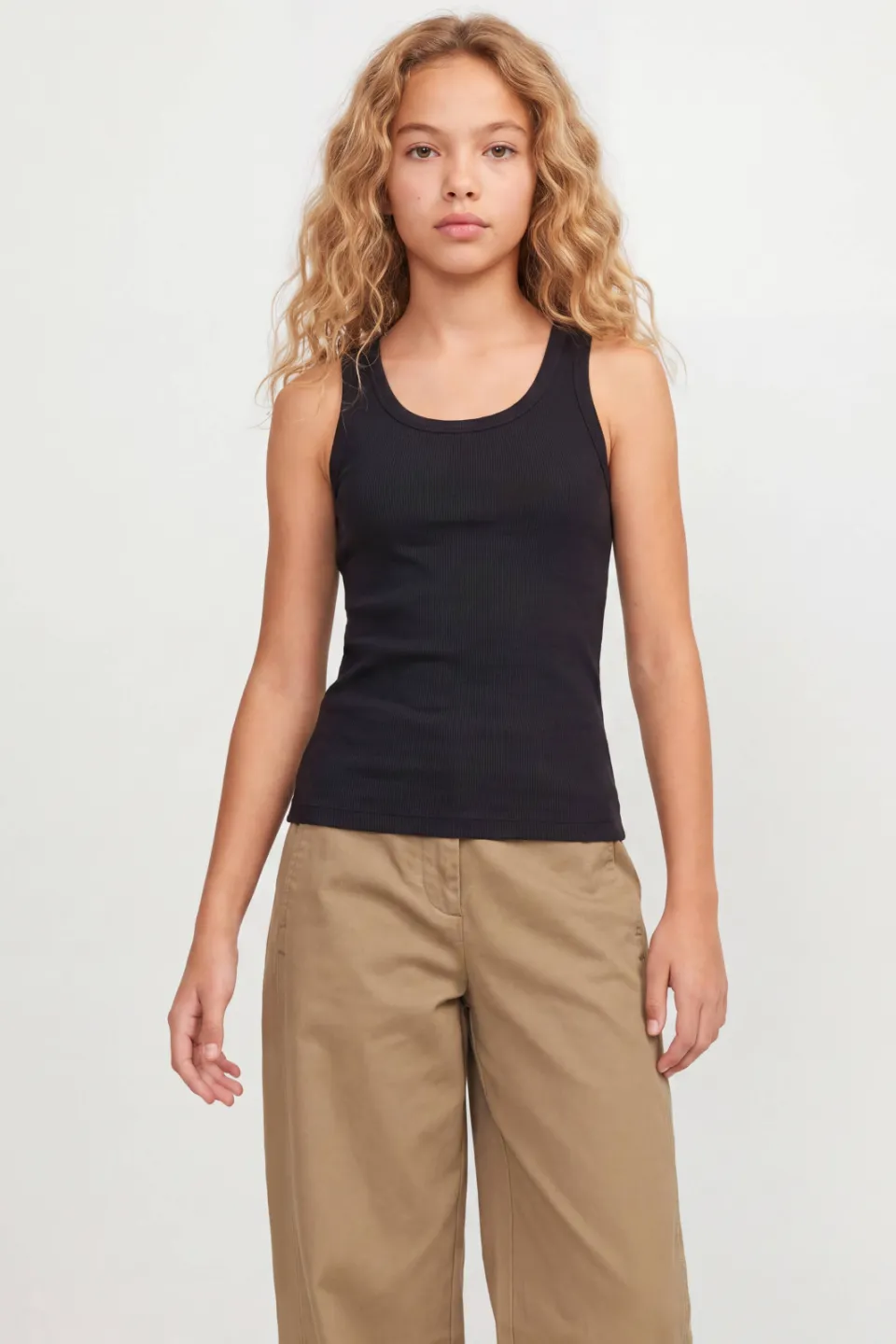 JJXX GIRL ribgebreide tanktop zwart, foto 4
