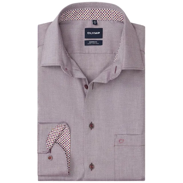 Olymp slim fit gemêleerd overhemd - bordeaux