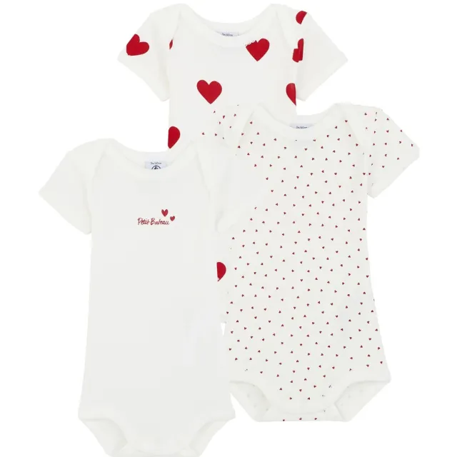 Petit Bateau 3 Bodies US MC romper wit