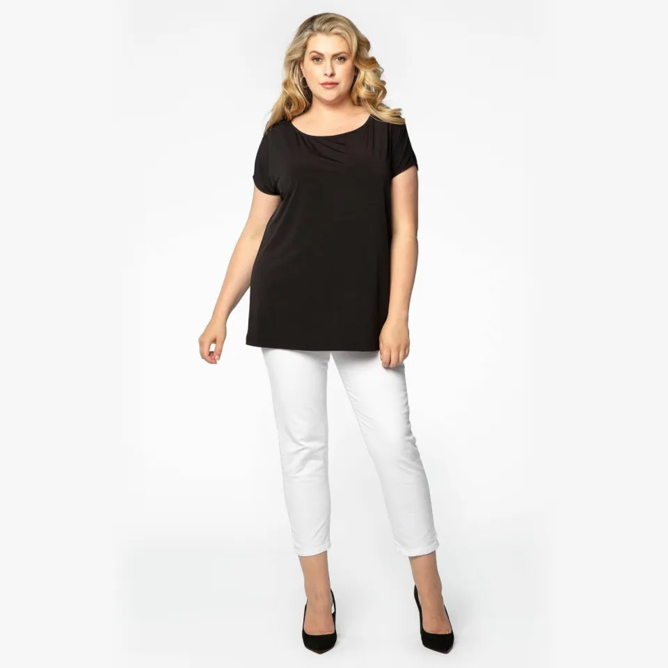 Yoek cropped high waist skinny jeans wit