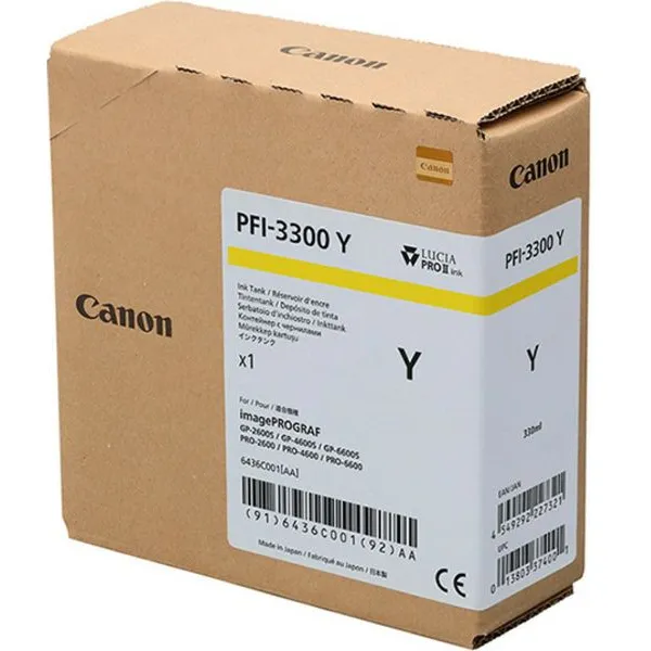 Canon PFI-3300Y Inktcartridge Geel, foto 2
