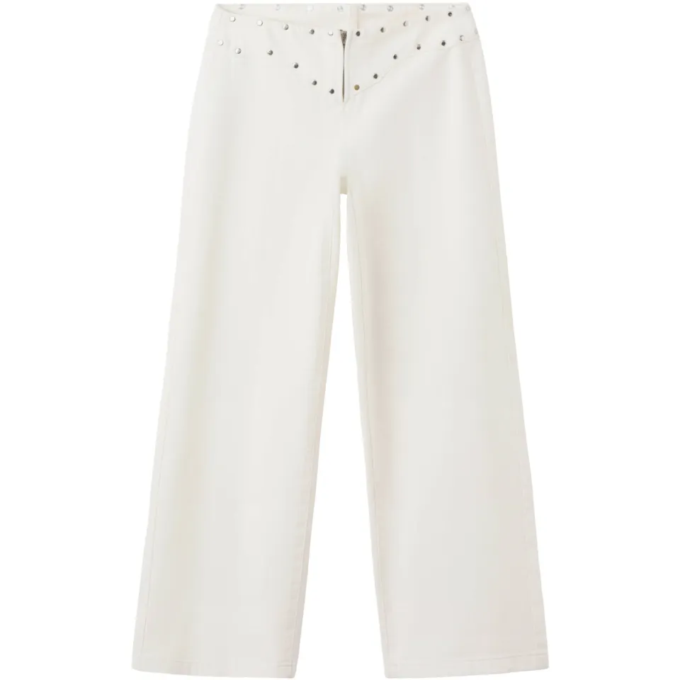 Mango TEEN low waist wide leg jeans met studs - wit, foto 2