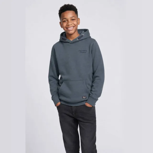Petrol Industries rechtvallende hoodie met logo - grijsblauw