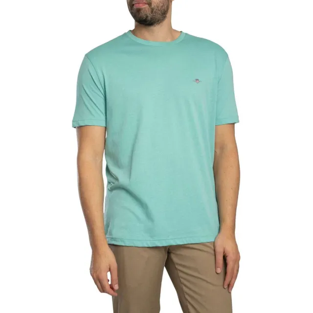 Gant T-shirt Korte Mouw Gant Normaal schild T-shirt Gedempte turkoois