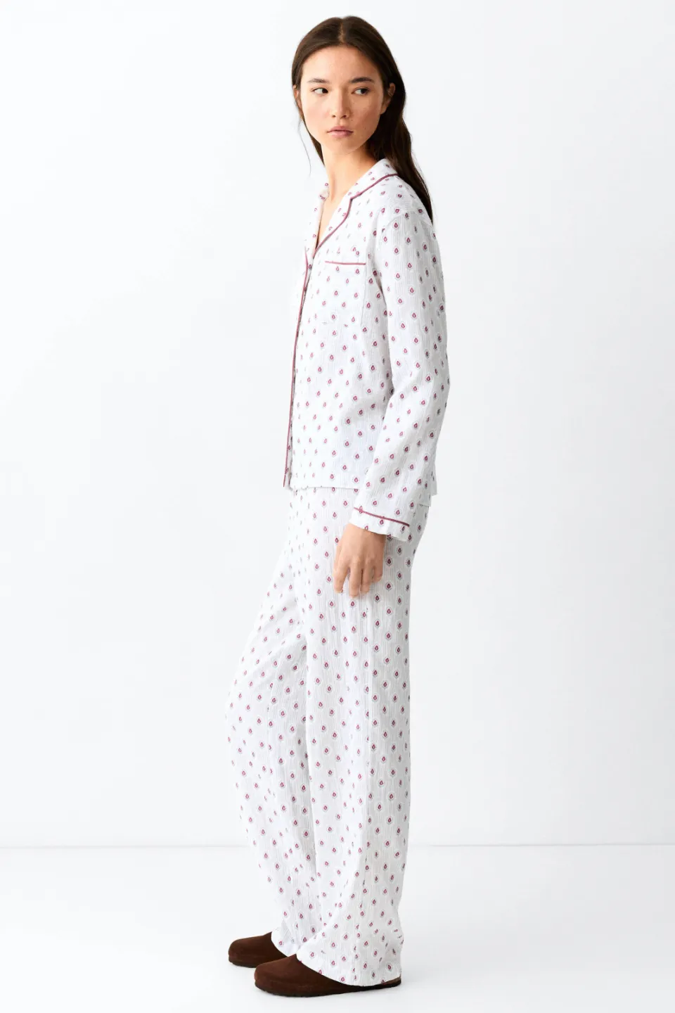 Mango pyjama met bloemenprint wit rood, foto 6