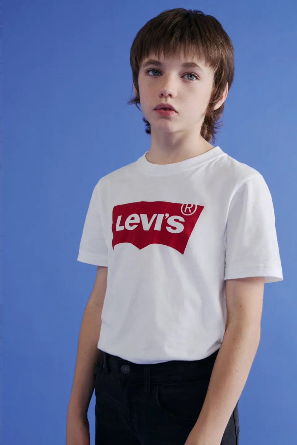 Levi's Kids batwing t-shirt wit/rood, foto 3