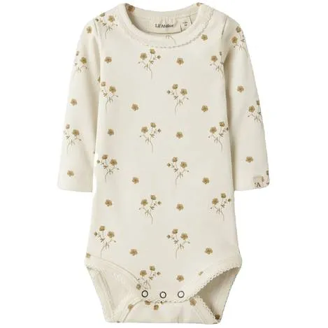 Lil' Atelier BABY gebloemde romper ecru Meisjes Katoen Ronde hals Bloemen